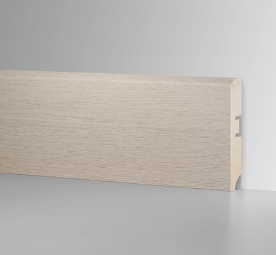 Плинтус напольный HANNAHHOLZ AKTUELL DESIGN МДФ 81мм - ТИК СУХОЙ БЕЛЫЙ