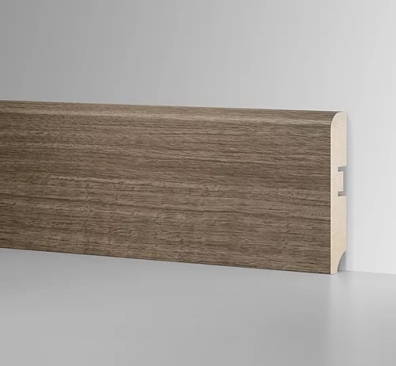 Плинтус напольный HANNAHHOLZ AKTUELL DESIGN МДФ 81мм - ОРЕХ РОЛЛС