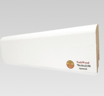 Плинтус МДФ Teckwood Прямой Белый 70 мм